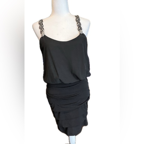 Jodi Kristopher Dresses & Skirts - Jodi Kristopher black cocktail mini dress style Estilo silver sequin straps M